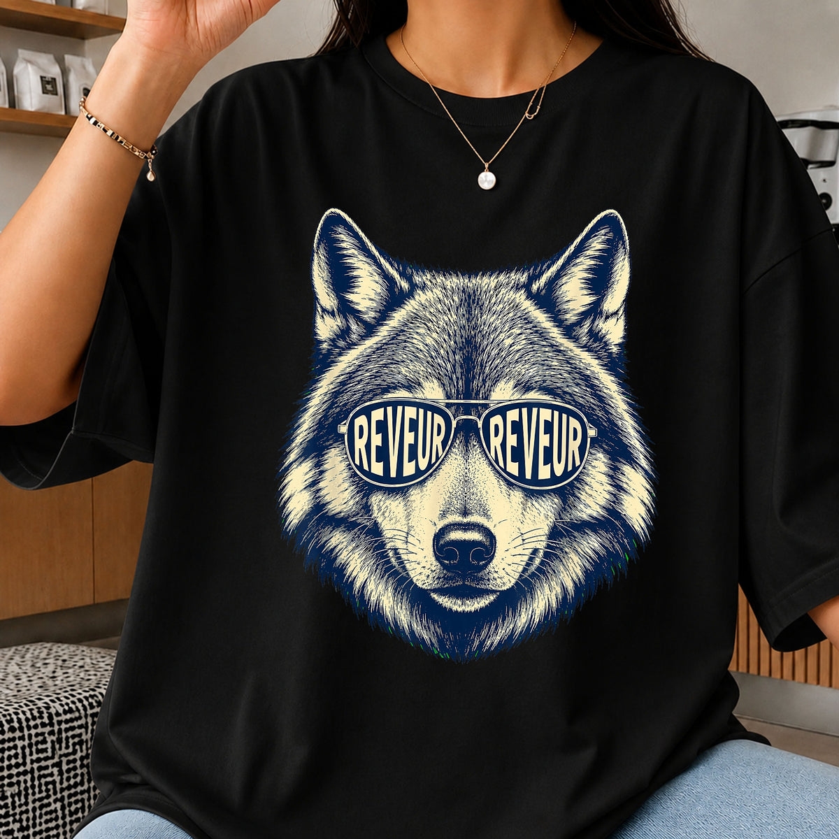 Wolf With Sunglasses PNG, Reveur Wolf Shirt Design, Cool Wolf PNG