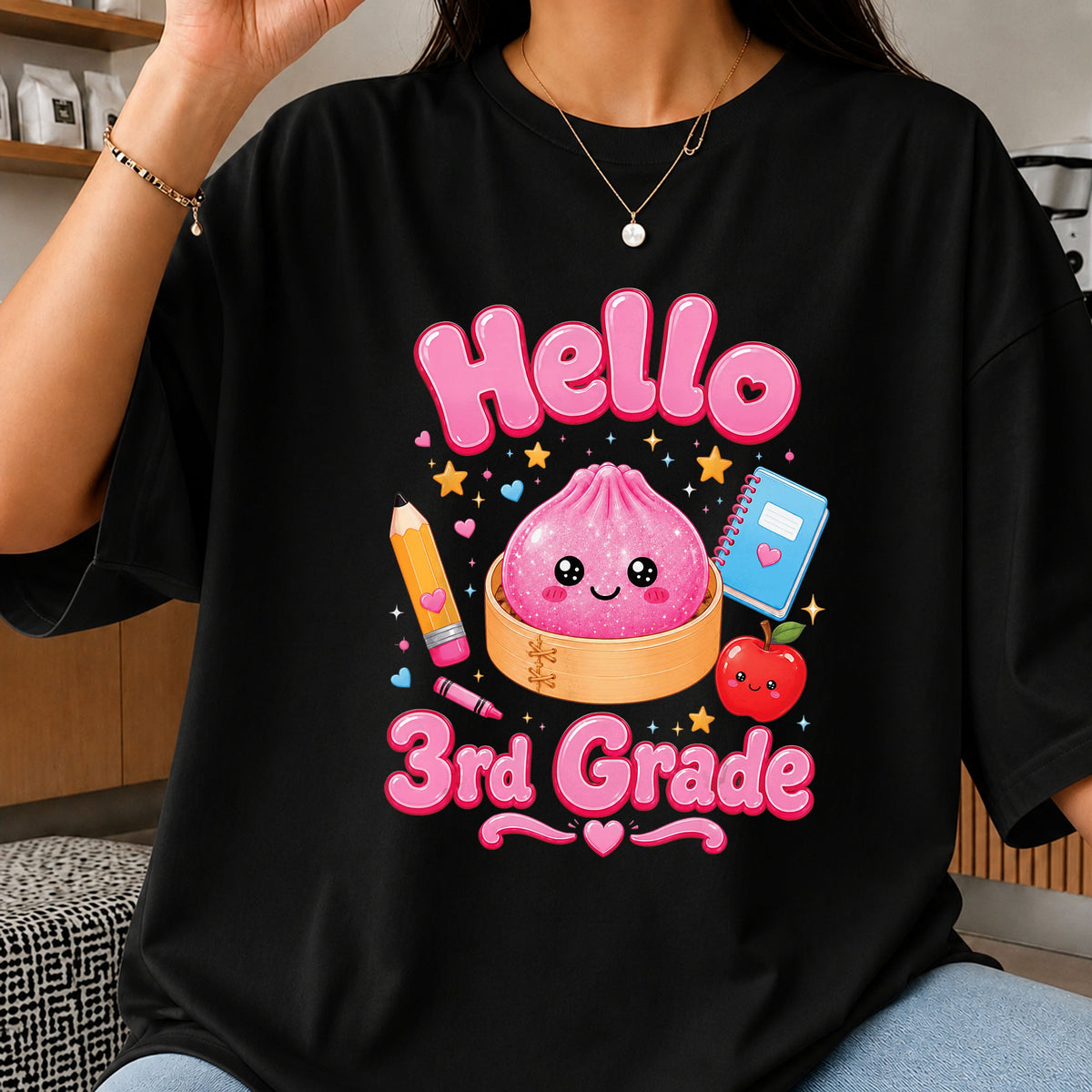 Hello 3rd Grade PNG, Cute Dumpling Back To School PNG, Kids PNG