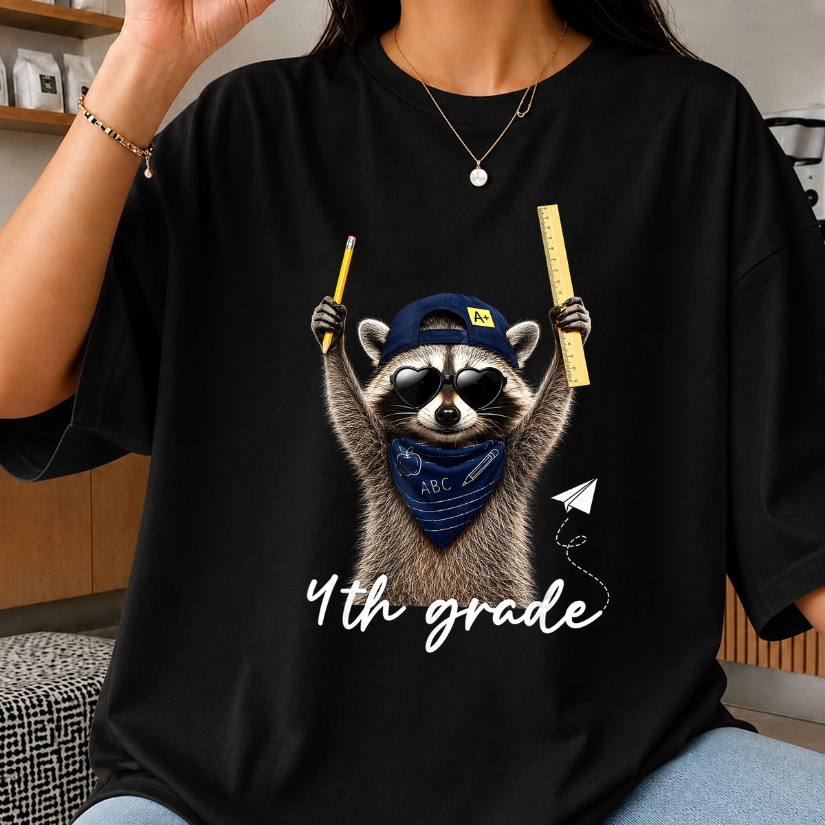 Raccoon 4th Grade PNG, Cool Raccoon Back To School, Funny PNG