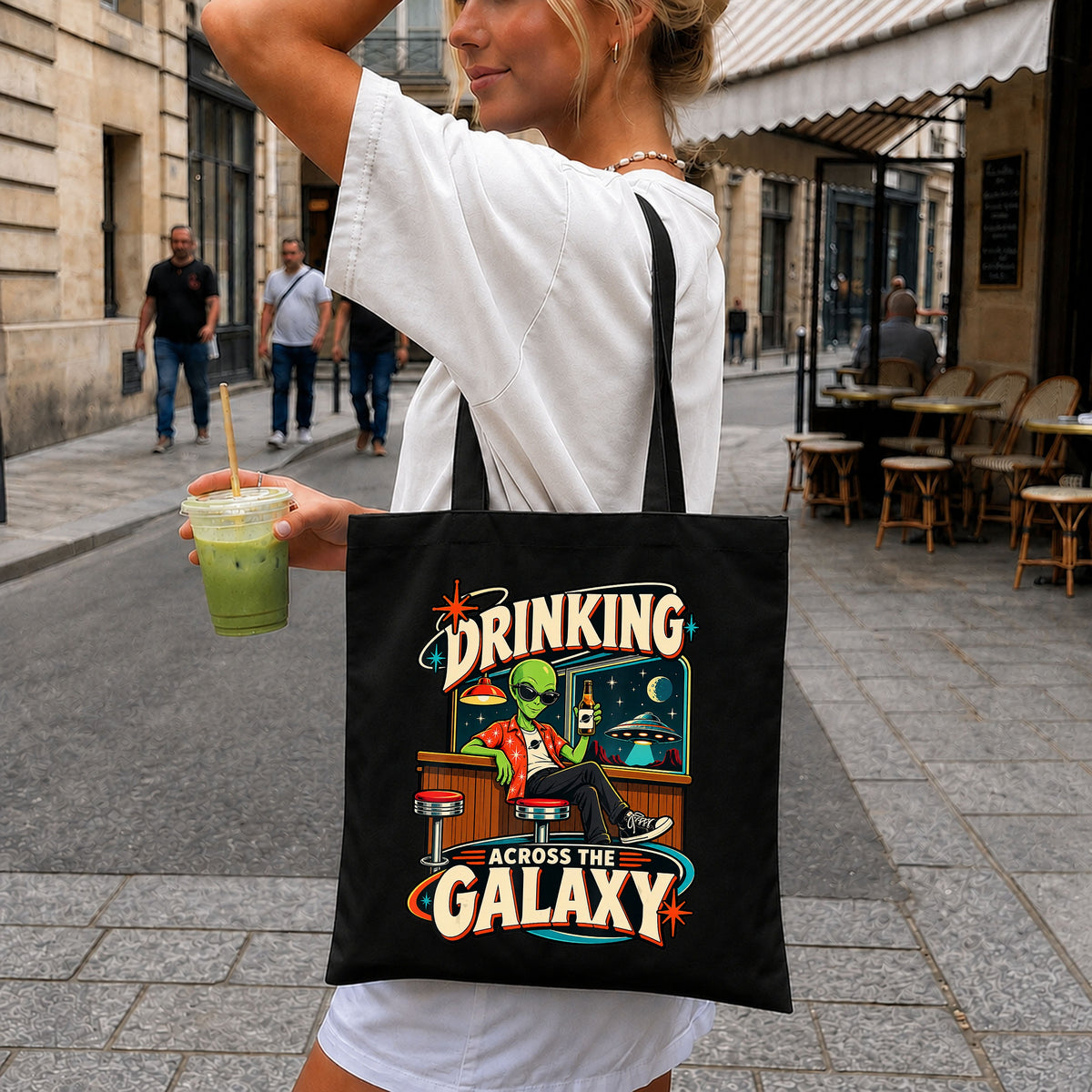 Drinking Across The Galaxy Alien Bar Retro PNG