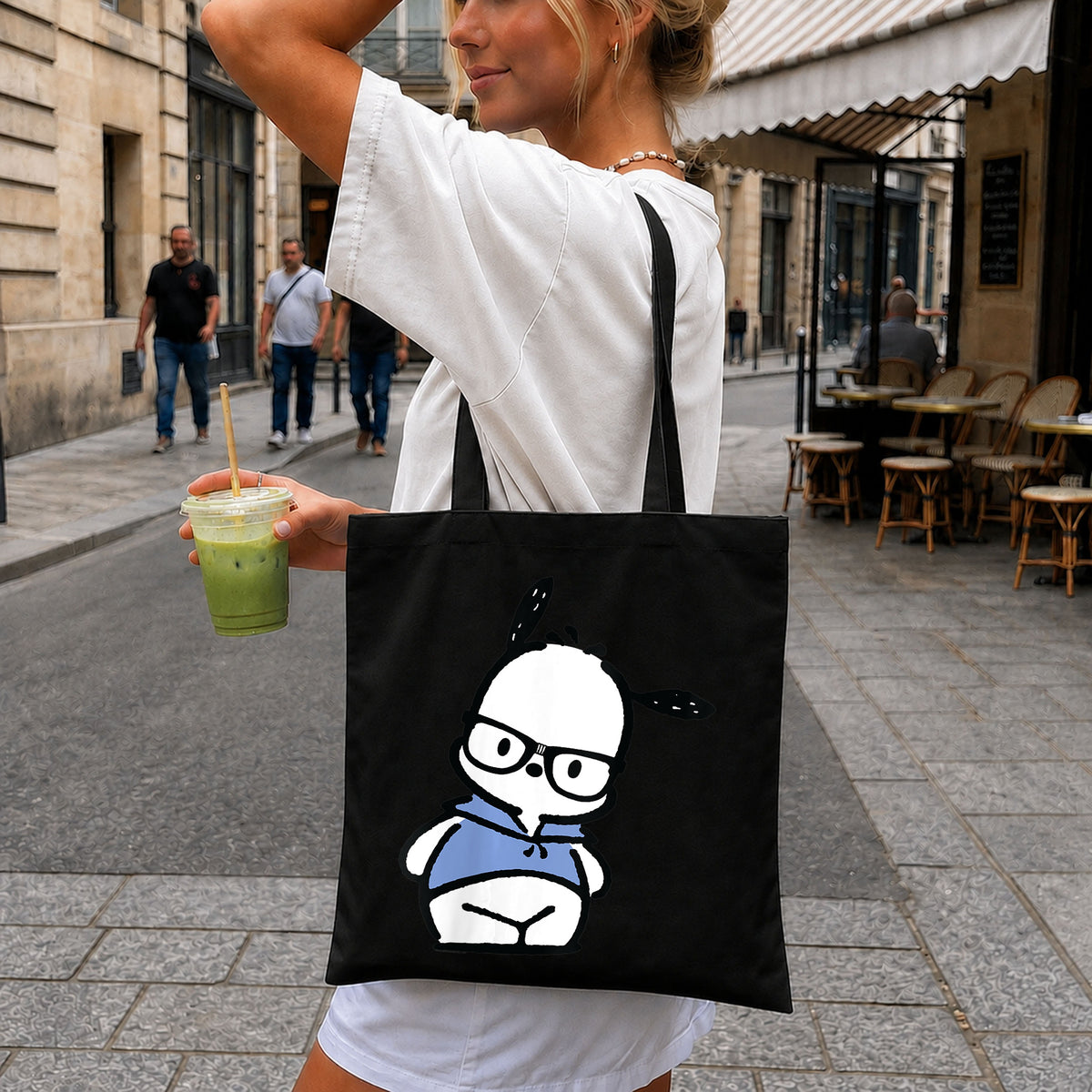 Pochacco With Glasses Blue Hoodie Sanrio Kawaii PNG