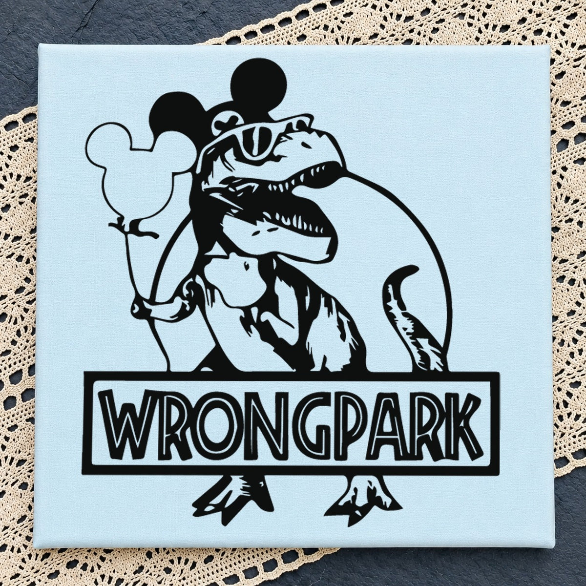 Wrongpark Dinosaur Mickey Ears SVG, Funny Theme Park Cricut