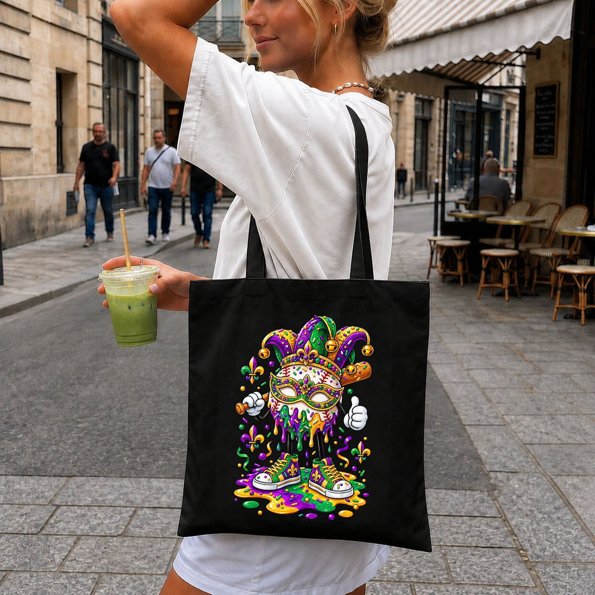 Mardi Gras Baseball Jester Mask Drip Character PNG