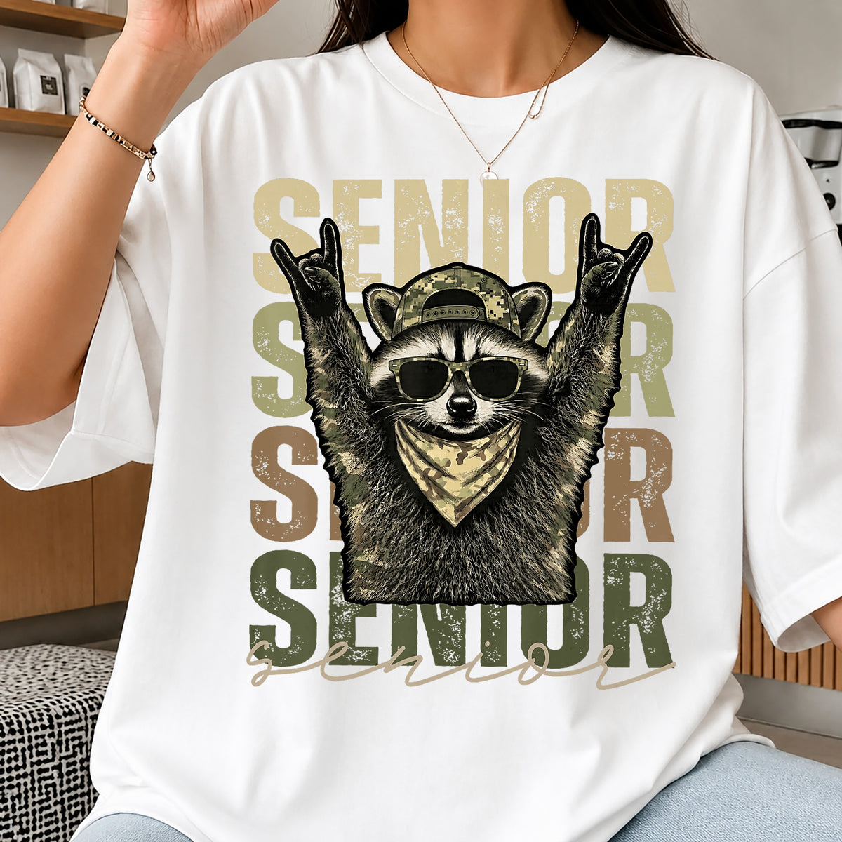 Senior Raccoon Camo PNG, Graduation Senior 2025 PNG, Raccoon PNG