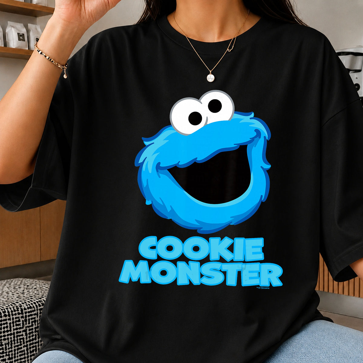 Cookie Monster Sesame Street Smiling Face Clipart, Blue Fur Bold Name