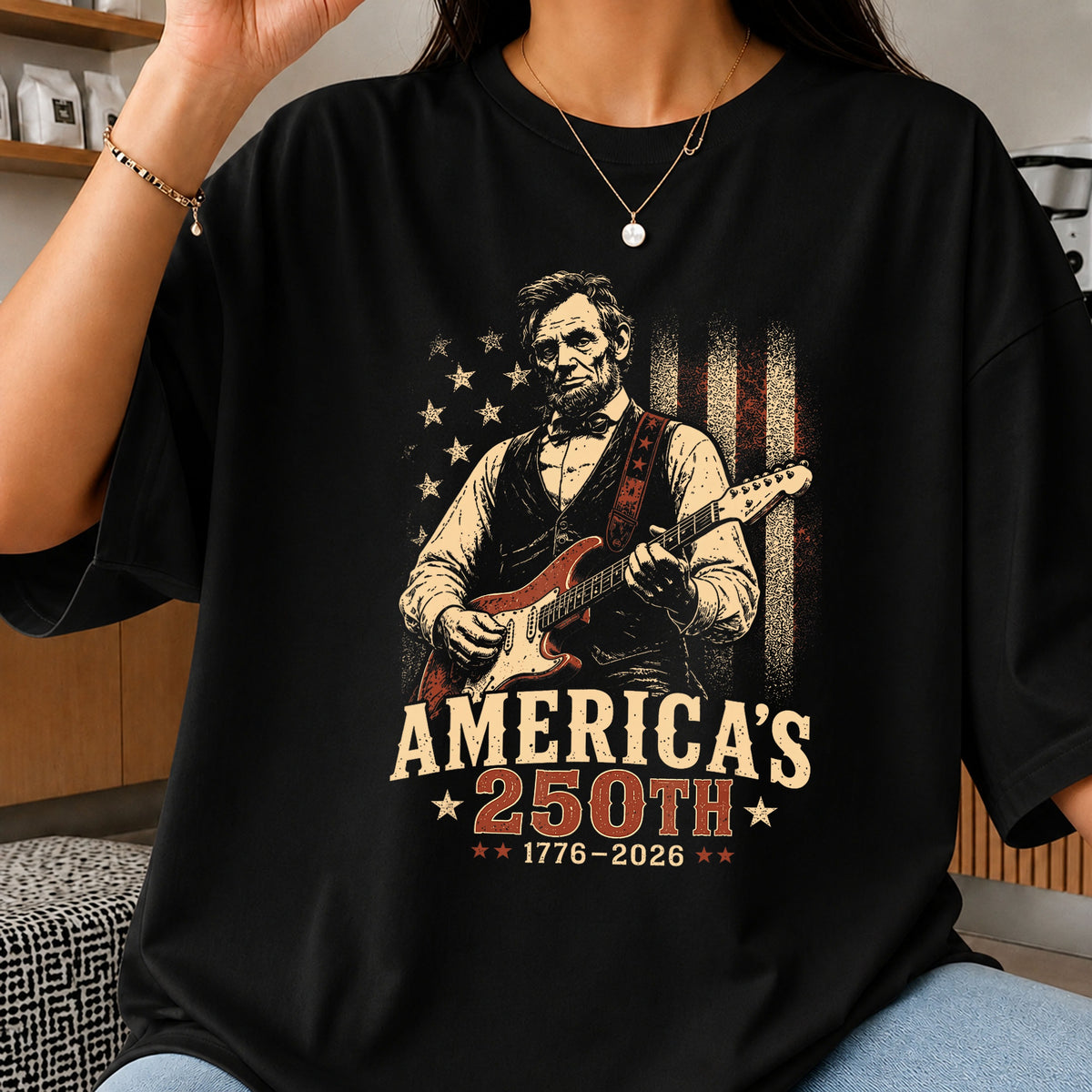 America's 250th Anniversary PNG, Lincoln Guitar, 4th Of July PNG