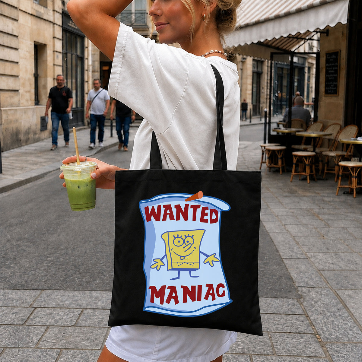 Spongebob Wanted Maniac Poster Funny Quote PNG