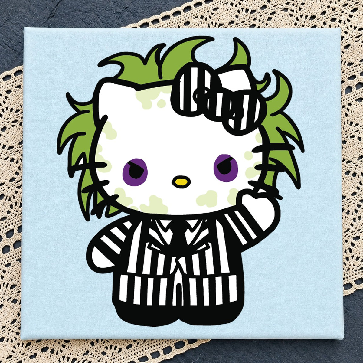 Hello Kitty Beetlejuice SVG, Spooky Halloween Cricut Clipart