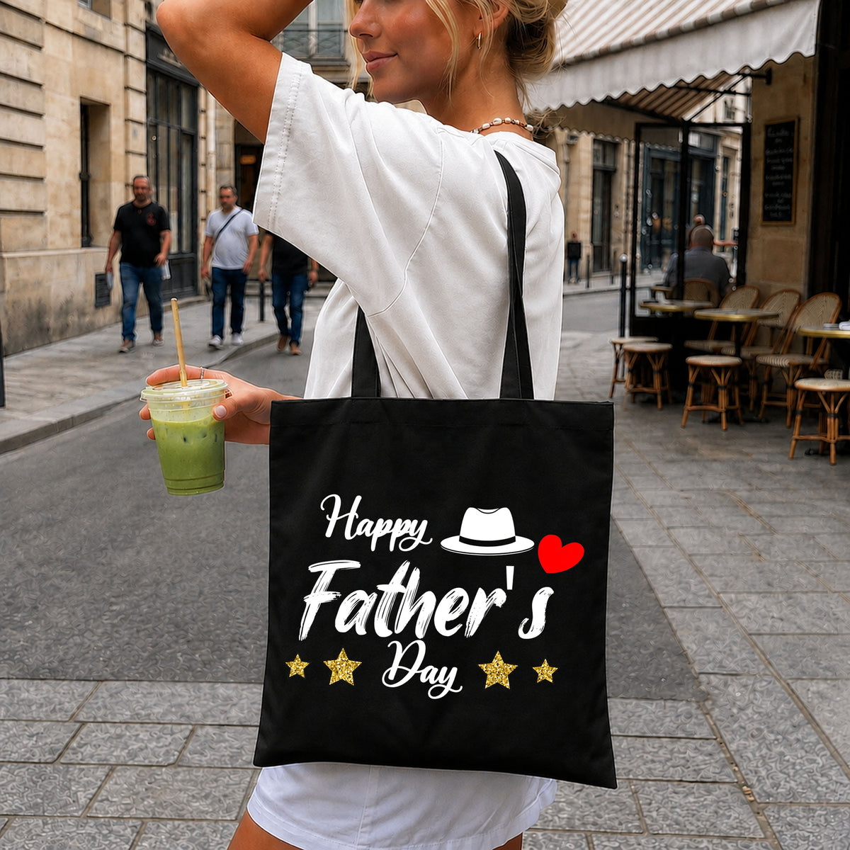 Happy Father's Day Hat Heart Gold Stars Clipart PNG