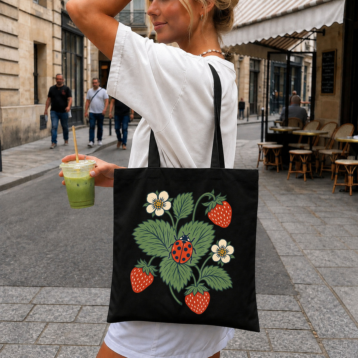 Ladybug Strawberry Plant Botanical Floral Clipart PNG