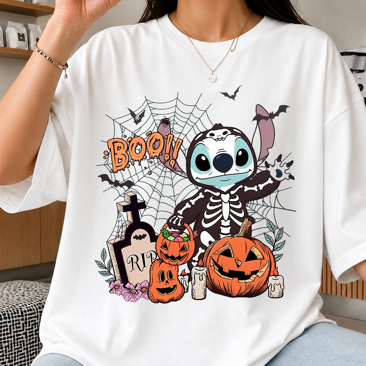 Stitch Skeleton Halloween PNG, Boo Spooky | SvgBundleHub