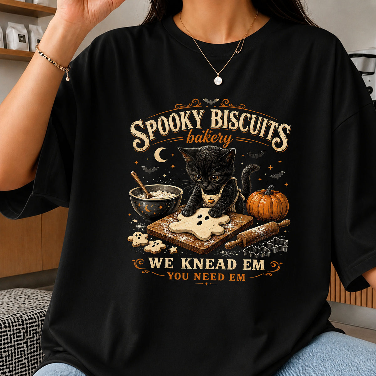 Spooky Biscuits Bakery Black Cat PNG, Halloween PNG, Witch Cat PNG