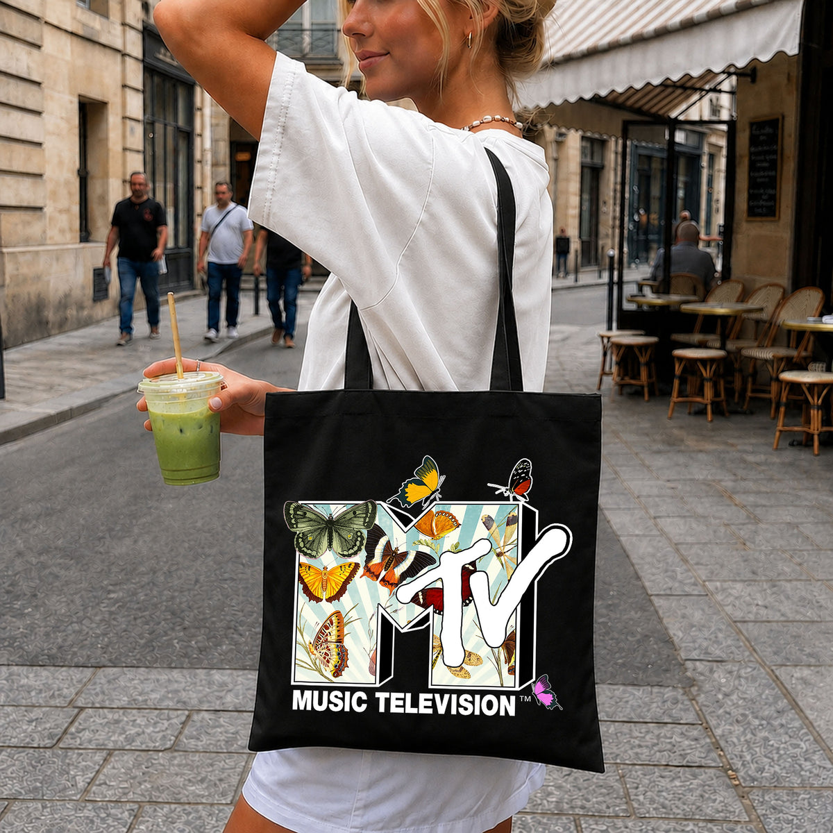 MTV Music Television Butterfly Floral Collage Art PNG