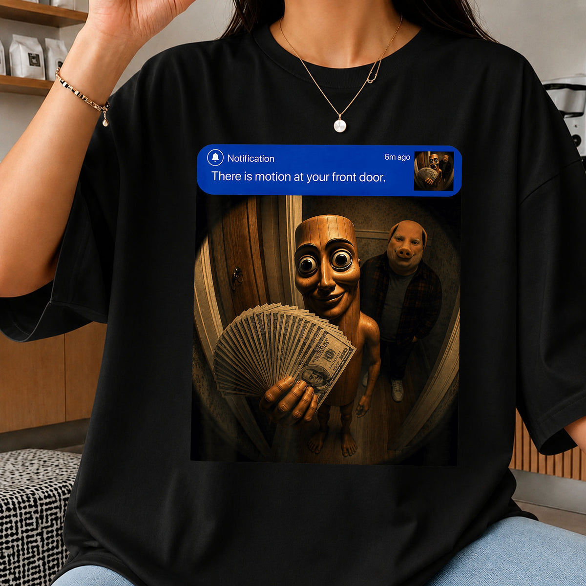 Creepy Doorbell Motion Alert Meme PNG, Funny Horror PNG, Halloween PNG