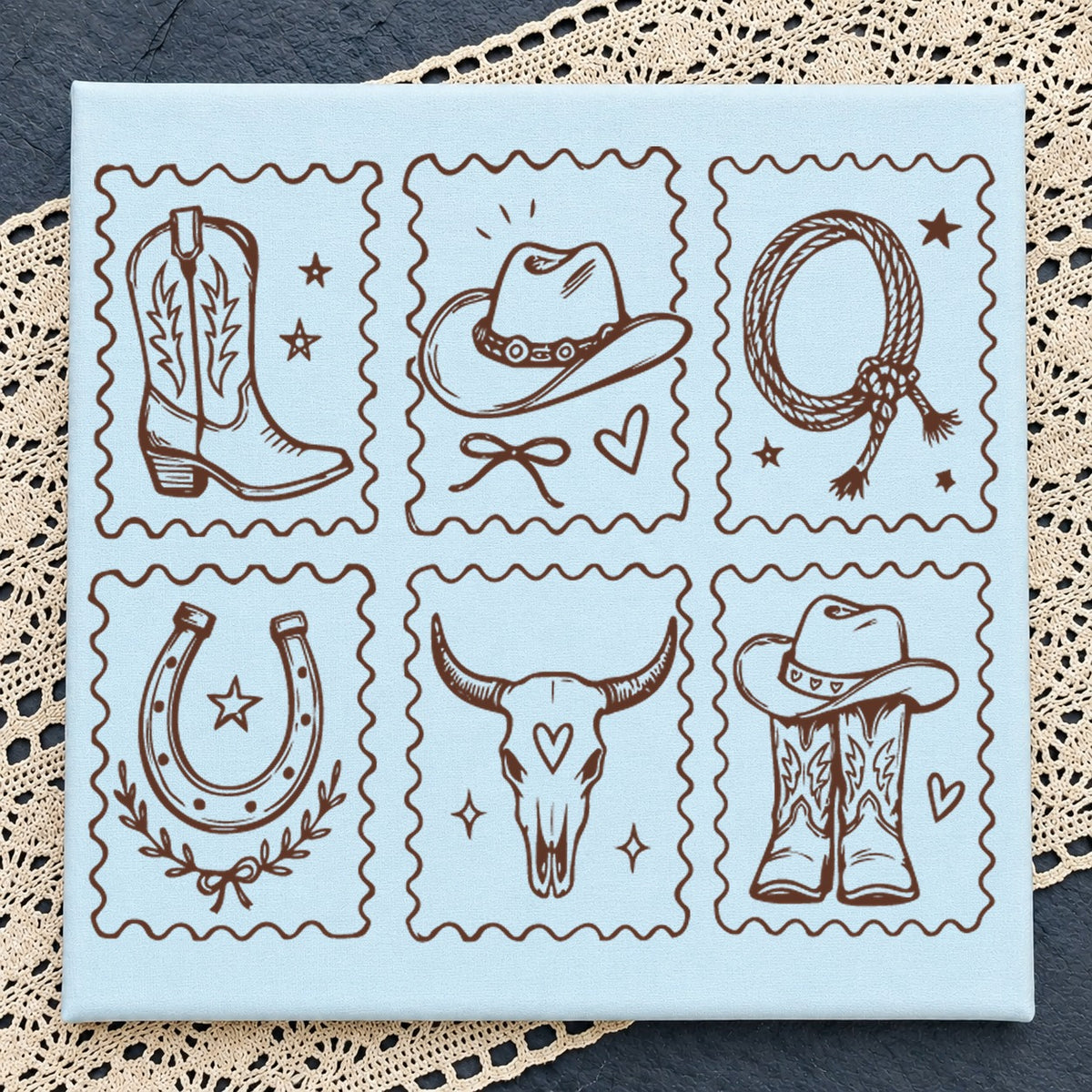 Western Cowboy Stamp Collection SVG, Rodeo Clipart Cut File