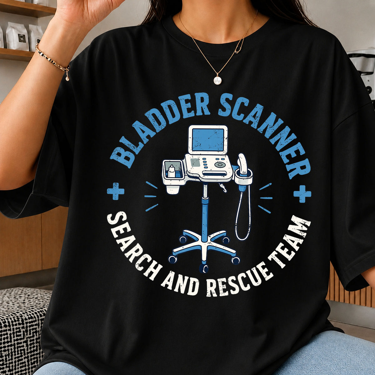 Bladder Scanner Search And Rescue Team, Grunge Medical Humor Badge