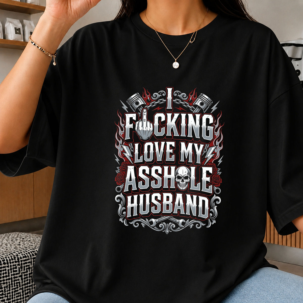 I Love My Husband PNG, Funny Wife Skull Shirt, Husband Gift PNG