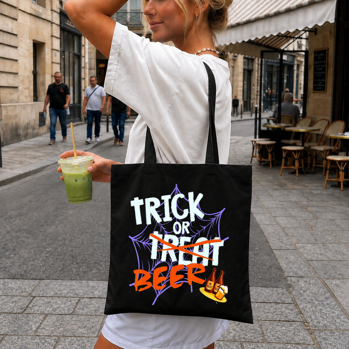 Trick Or Treat Beer Halloween Spider Web Funny PNG