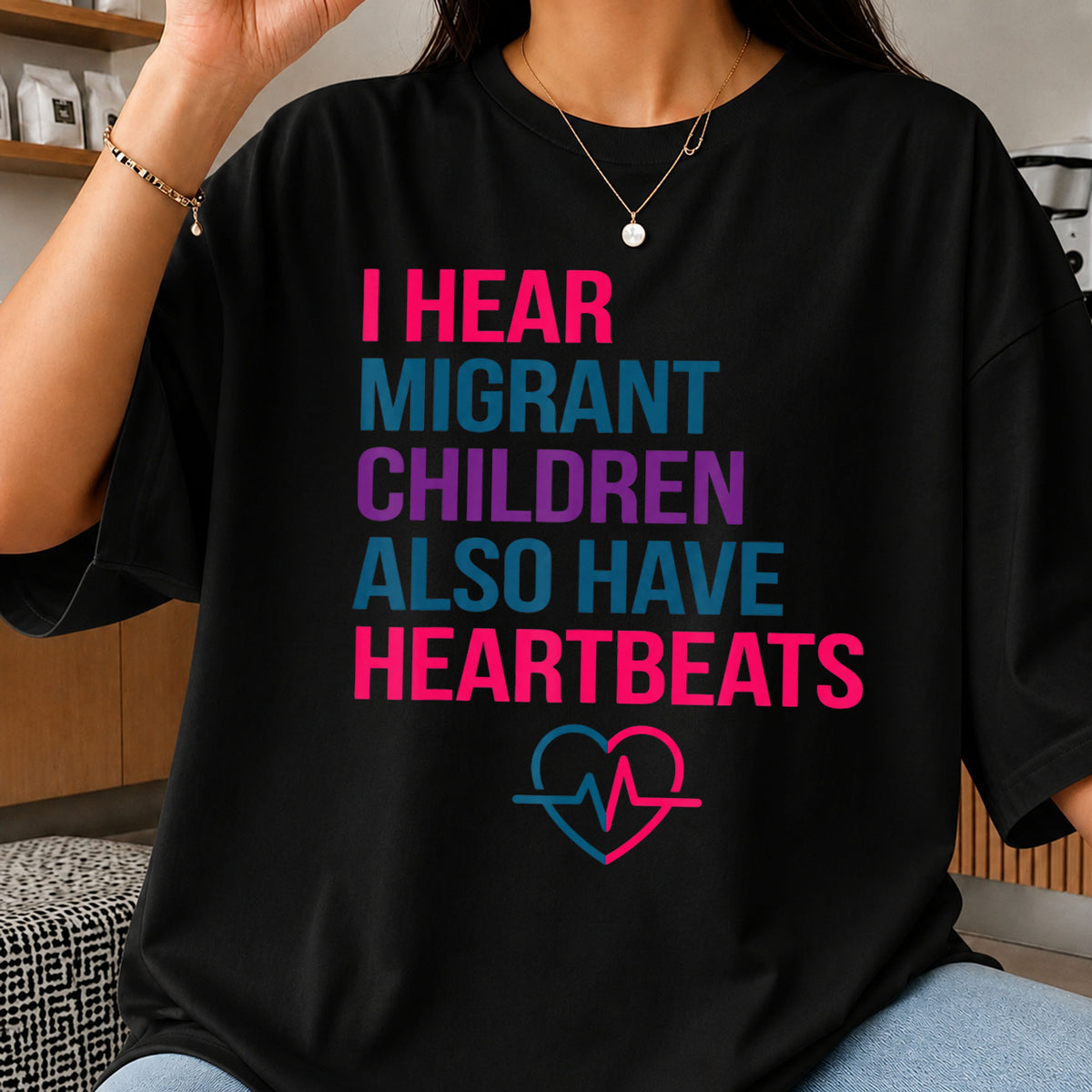 Heartbeats Migrant Children PNG, Human Rights Shirt, Activist PNG