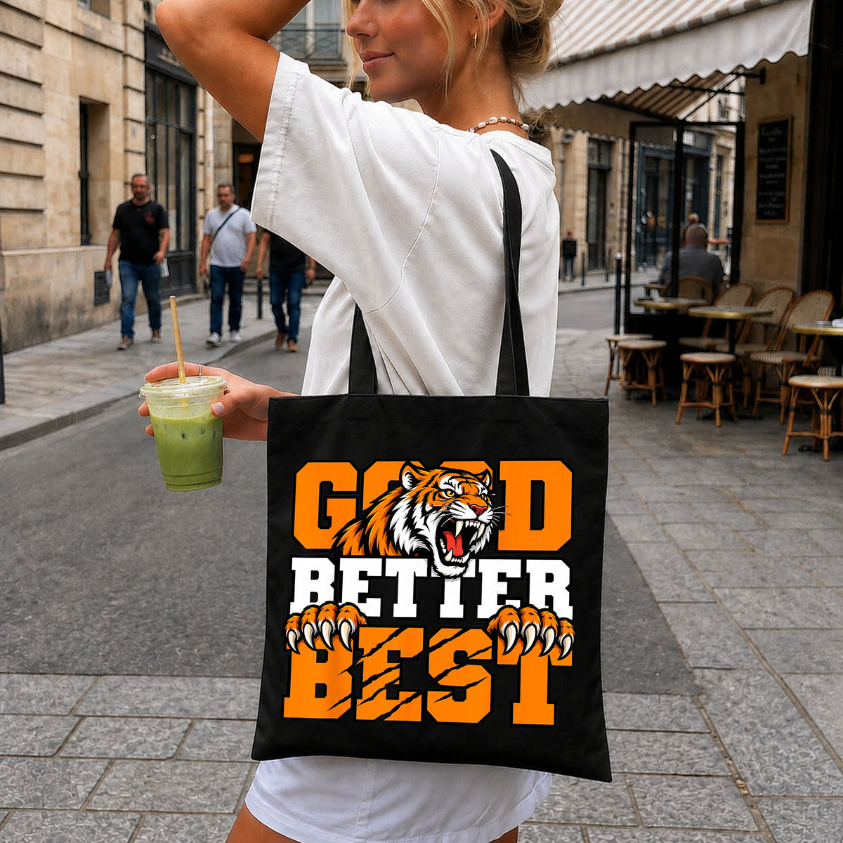 Good Better Best Tiger Motivational Quote Design PNG