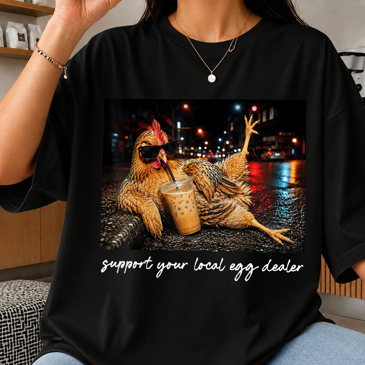Support Your Local Egg Dealer PNG, Funny Chicken PNG, Cool Hen PNG