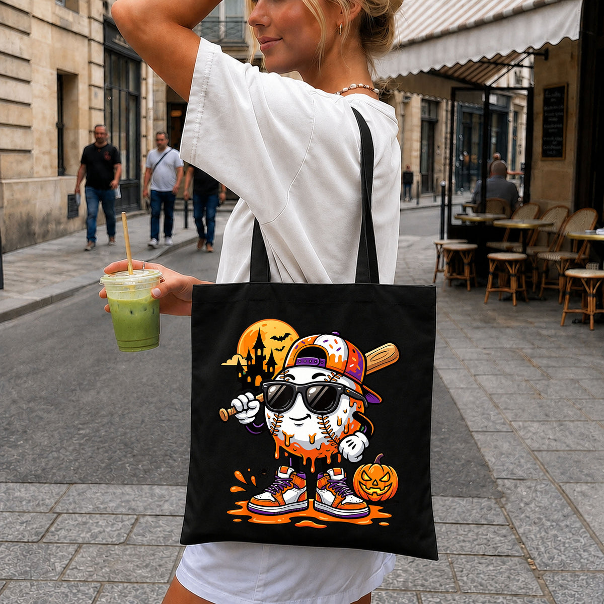 Halloween Baseball Character Drip Pumpkin Sneakers PNG
