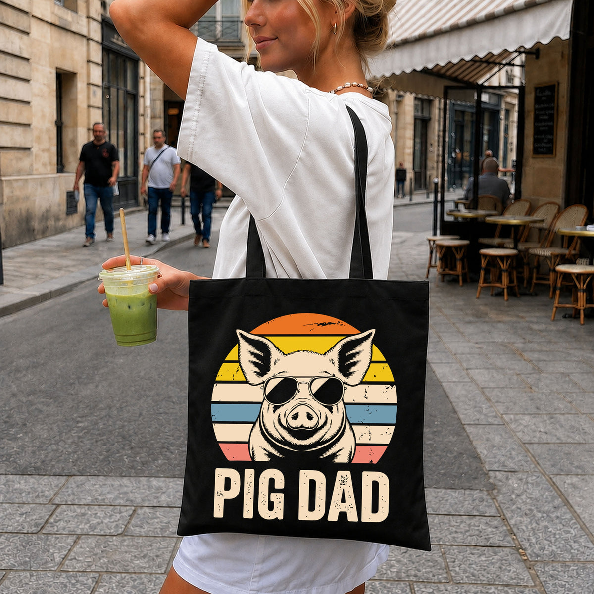 Pig Dad SVG, Retro Sunset Cool Pig Cricut Cut File