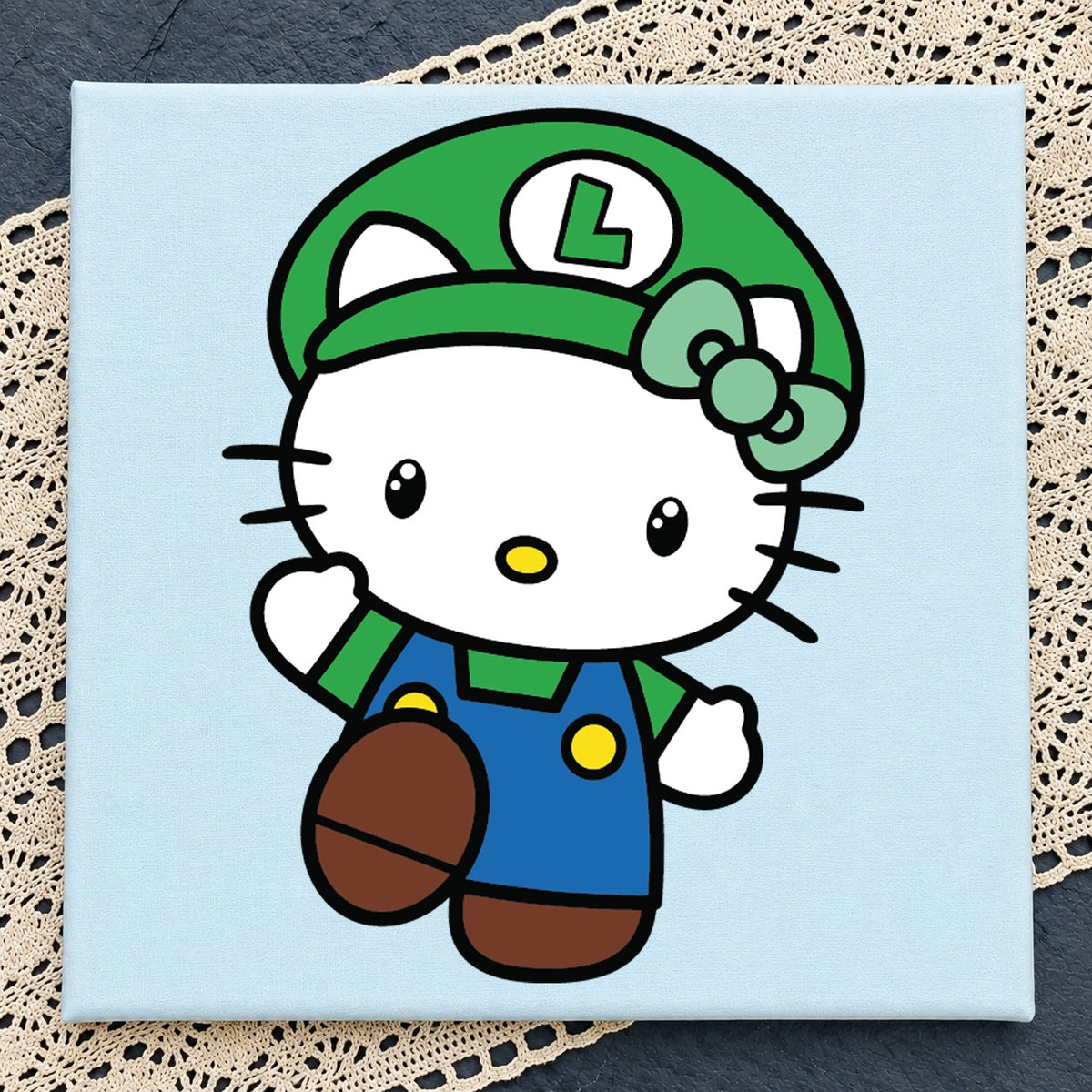 Hello Kitty Luigi Costume SVG, Gamer Crossover Cricut