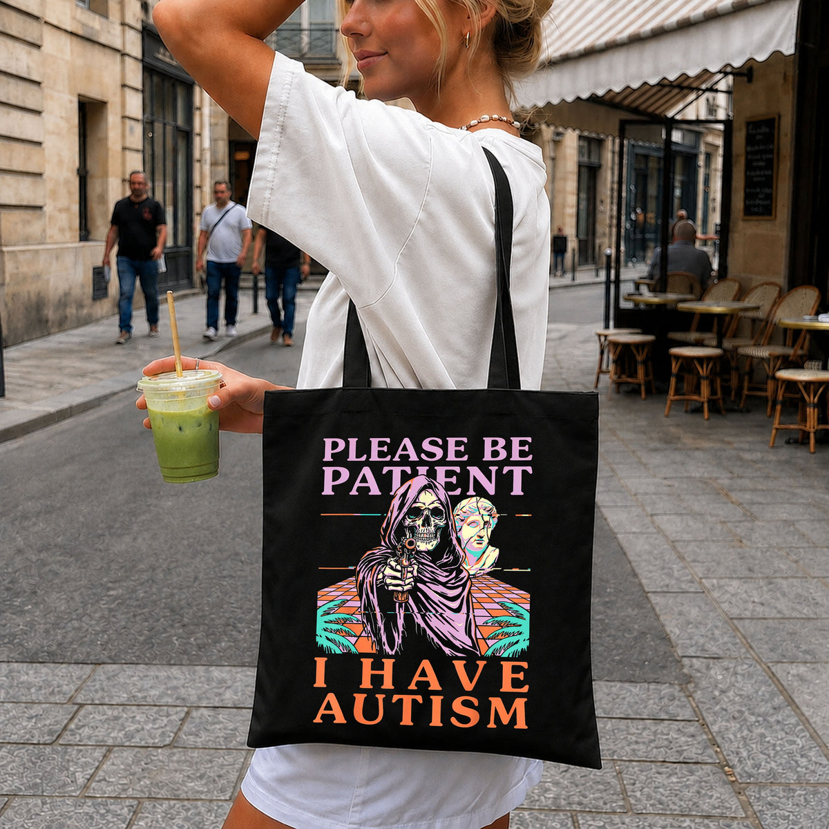 Please Be Patient I Have Autism Grim Reaper Vaporwave PNG