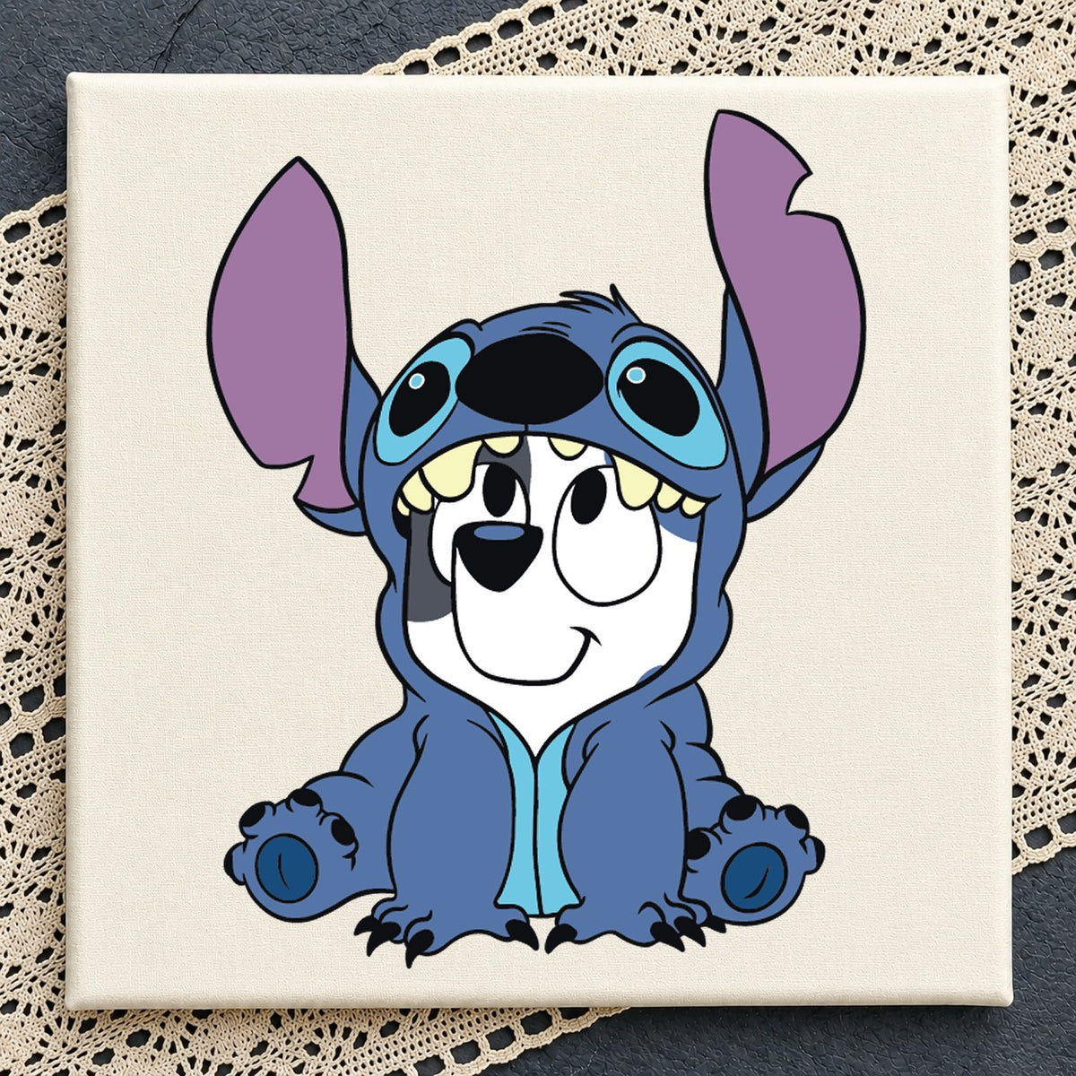 Bluey In Stitch Costume Sitting, Disney Crossover Cute Pose, Quote SVG