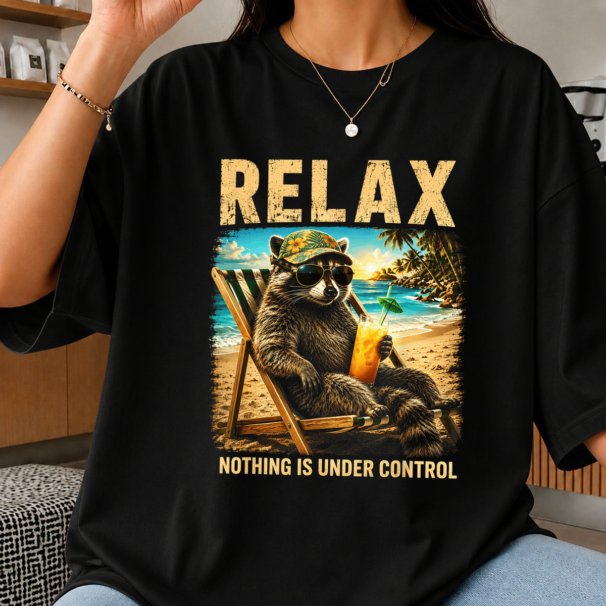 Relax Nothing Is Under Control Raccoon PNG, Beach Summer, Funny PNG