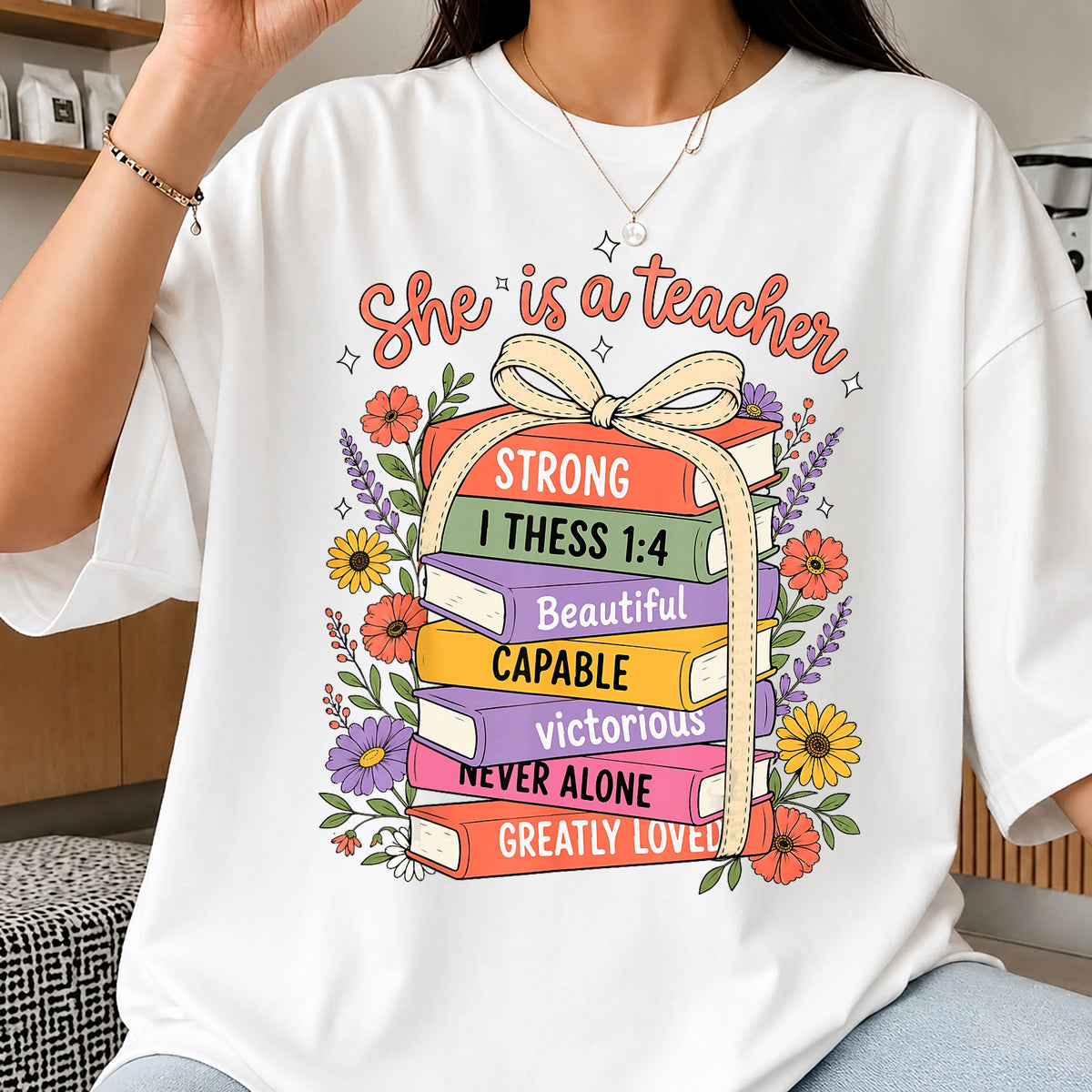 She Is A Teacher PNG, Christian Teacher Gift, Bible Verse PNG