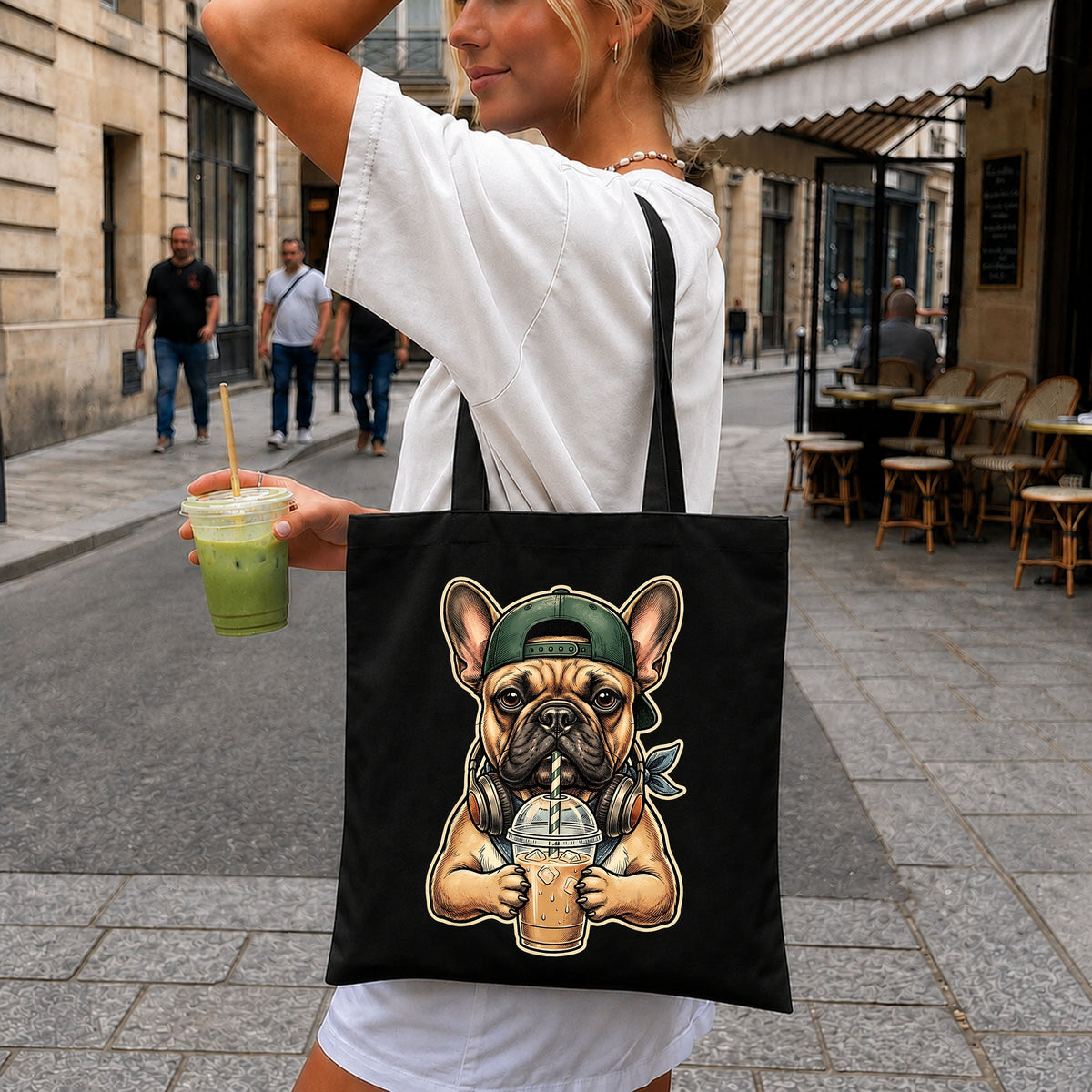 French Bulldog Iced Coffee Headphones Snapback PNG