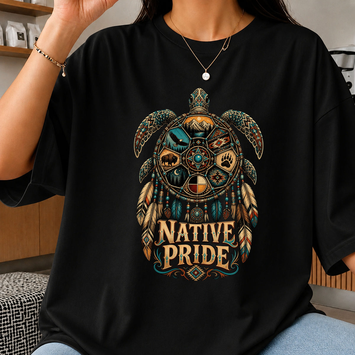 Native Pride Turtle PNG, Boho Dream Catcher PNG, Indigenous PNG