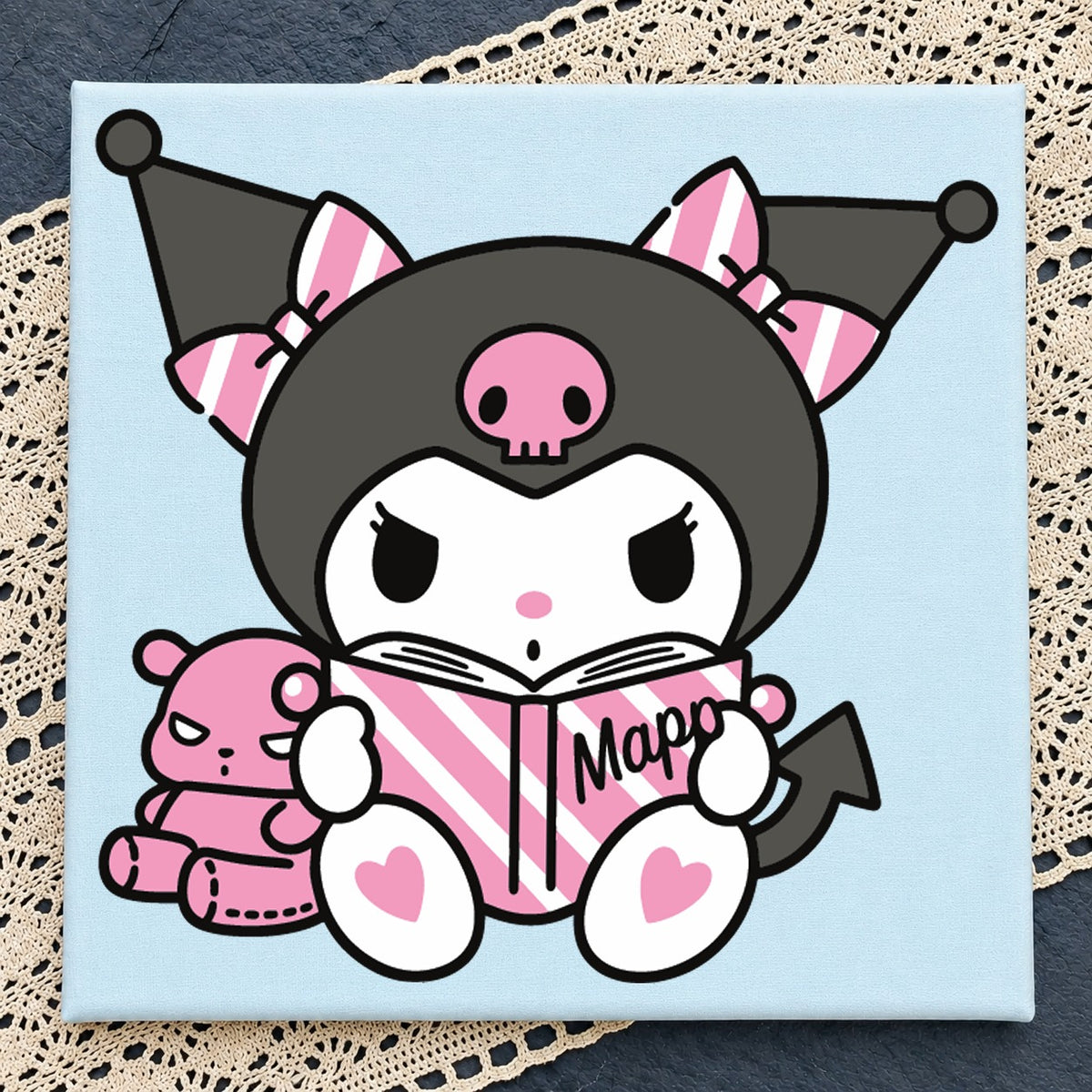 Kuromi Reading Book SVG, Sanrio Kawaii Cricut Clipart