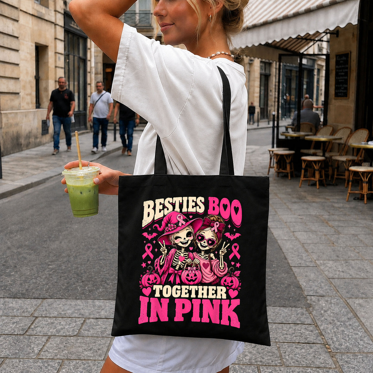 Besties Boo Together In Pink Breast Cancer Halloween PNG