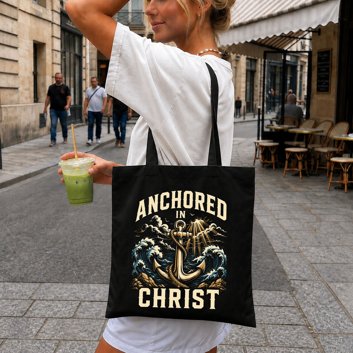 Anchored In Christ Ocean Waves Religious Faith PNG