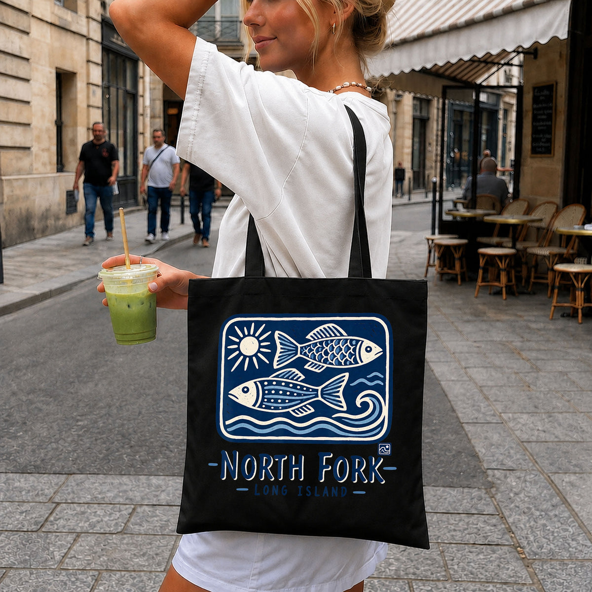 North Fork Long Island Fish Sun Waves Retro PNG