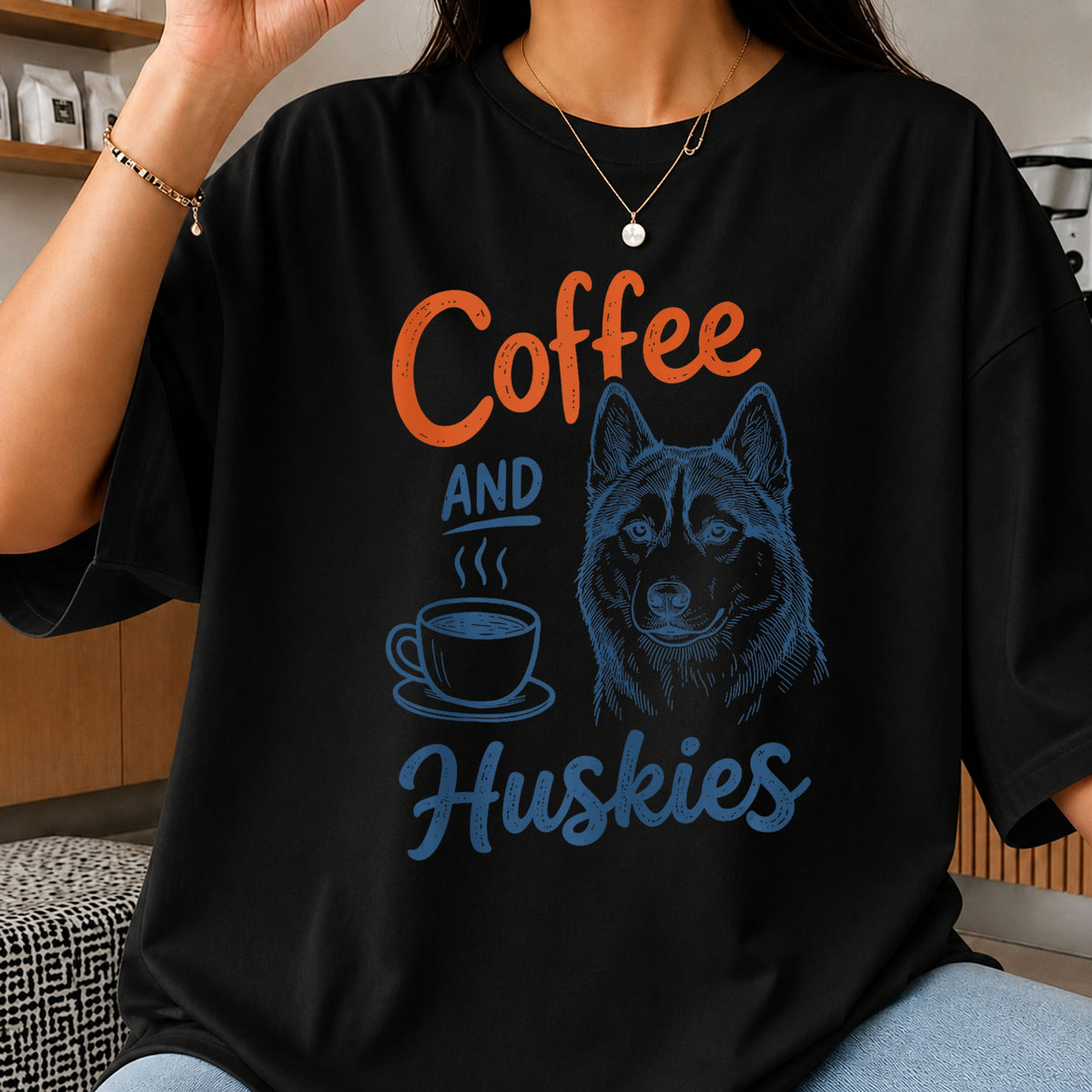 Coffee And Huskies PNG, Husky Dog Lover Shirt, Coffee Dog PNG