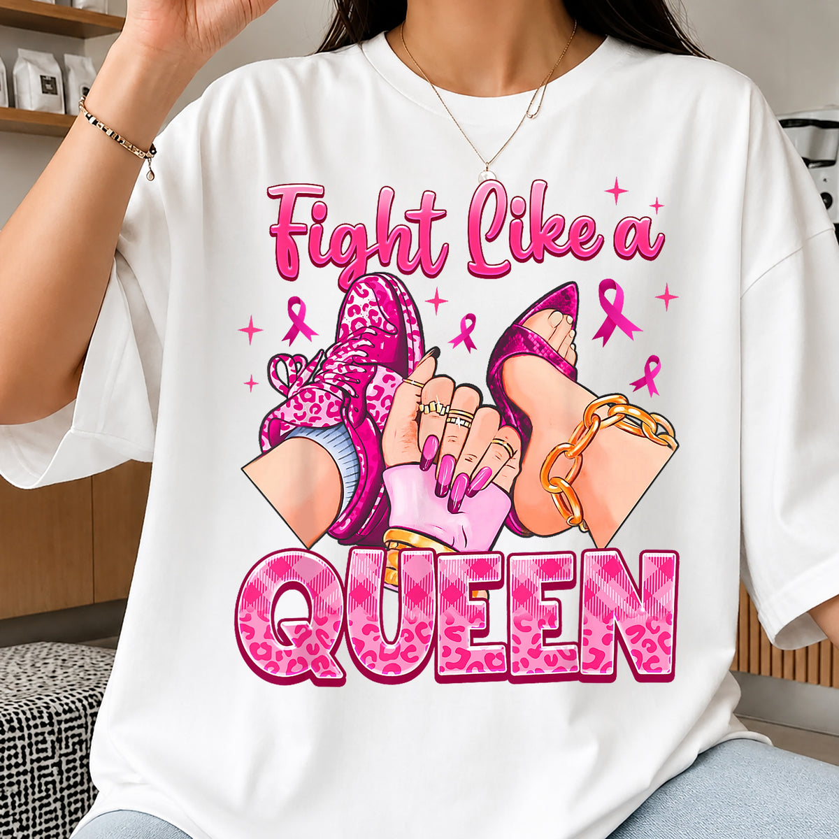 Fight Like A Queen PNG, Breast Cancer Awareness PNG, Pink Ribbon PNG