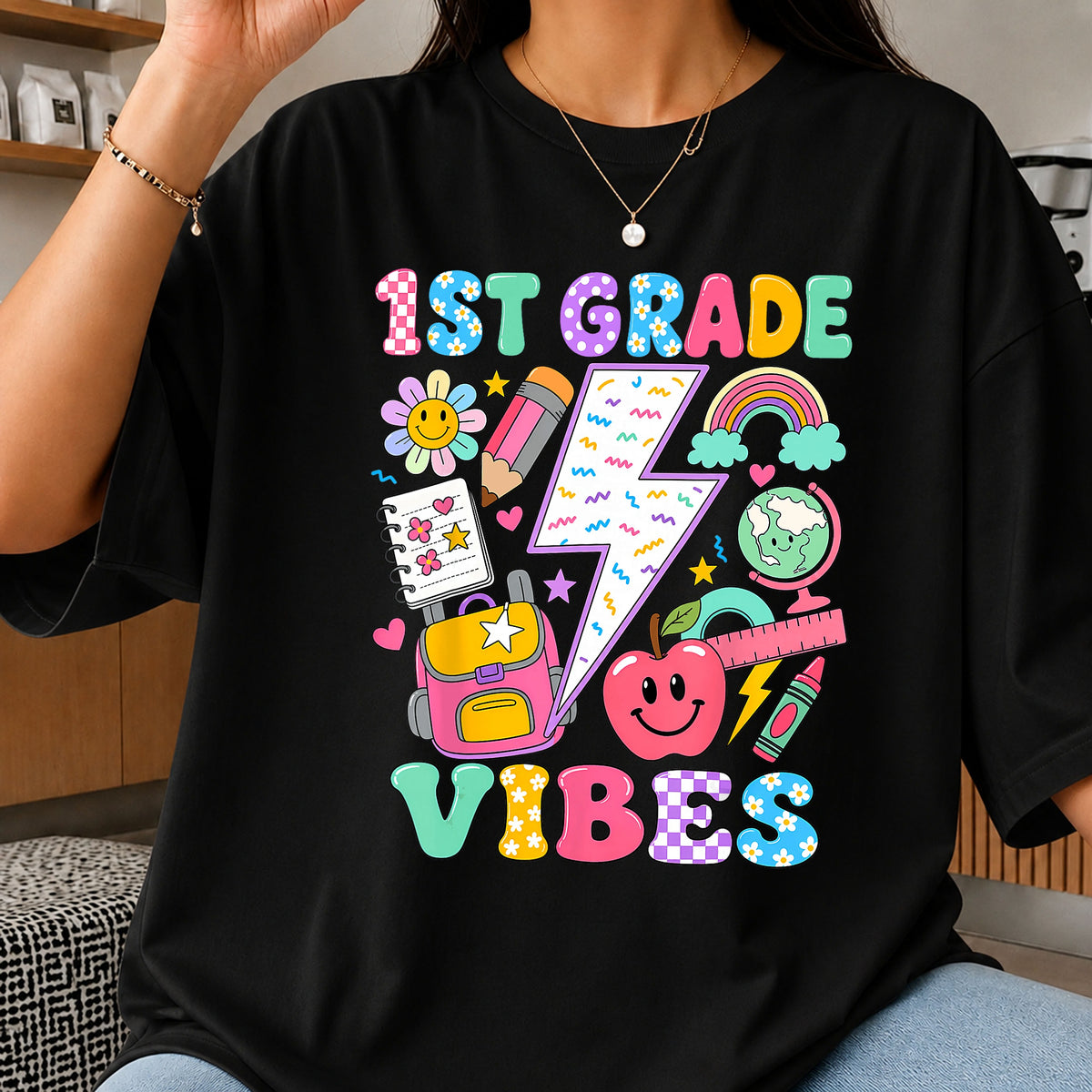Retro 1st Grade Vibes PNG, First Grade School PNG, Teacher PNG