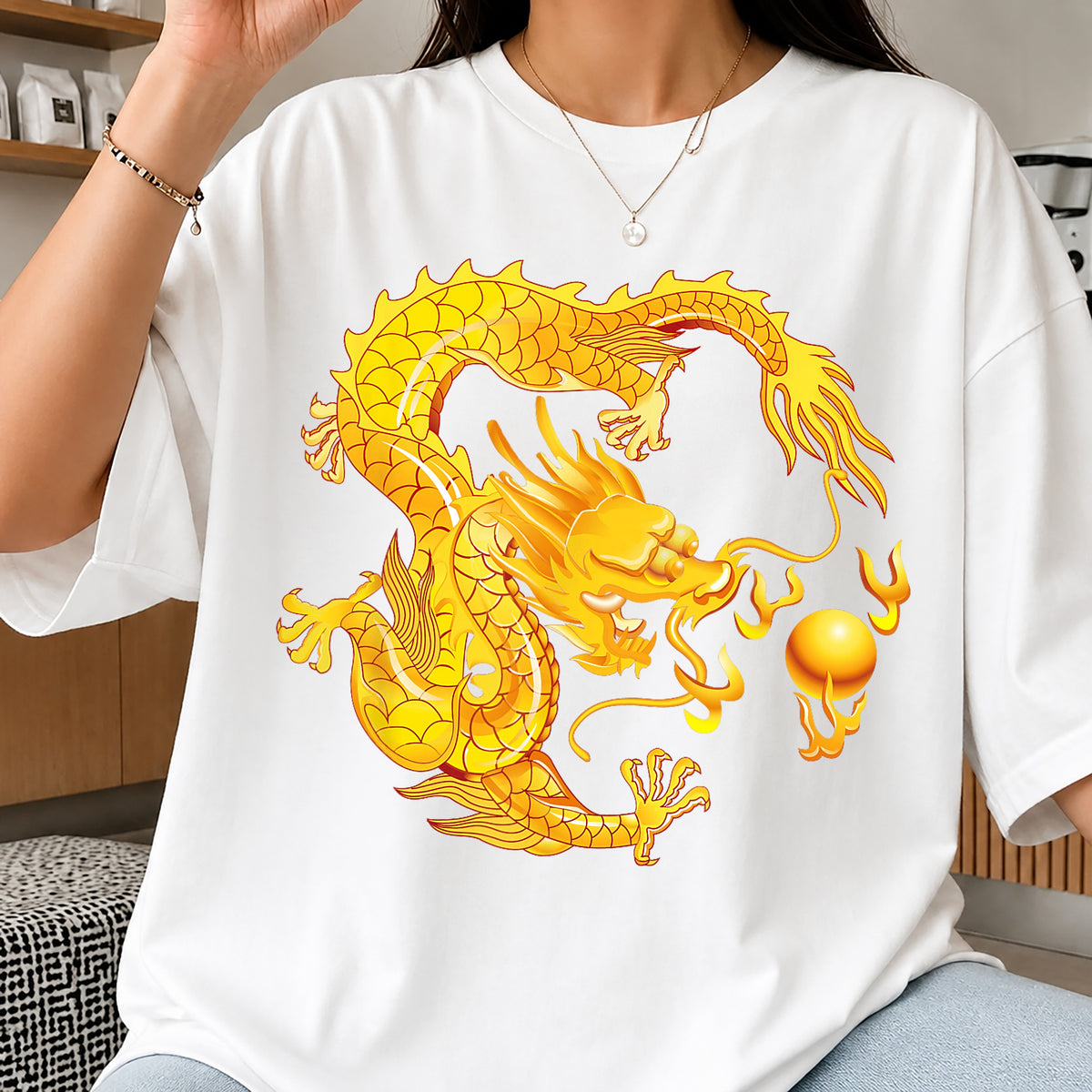 Golden Chinese Dragon PNG, Asian Dragon Clipart, Sublimation PNG