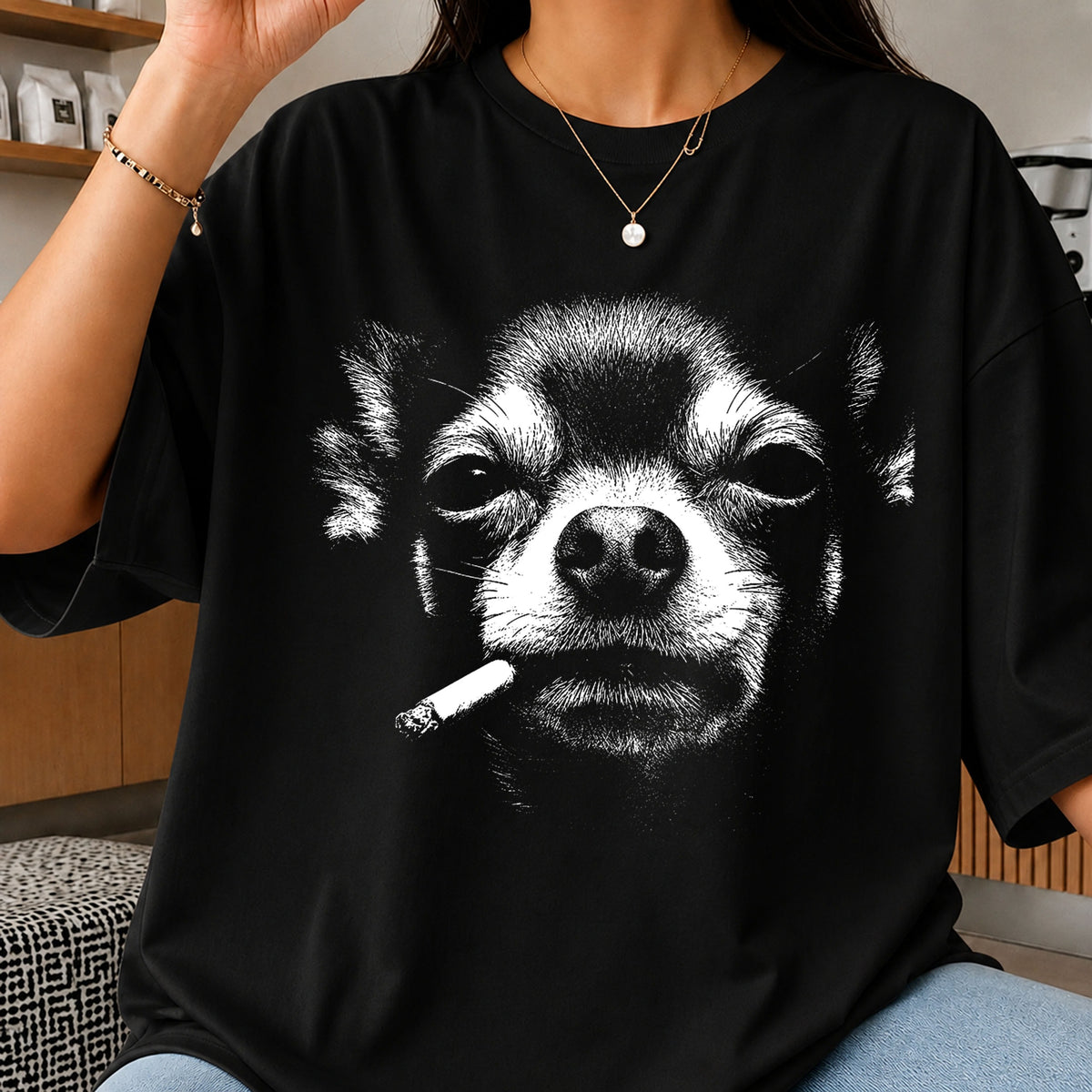 Smoking Chihuahua PNG, Gangster Dog Black White, Funny Dog PNG