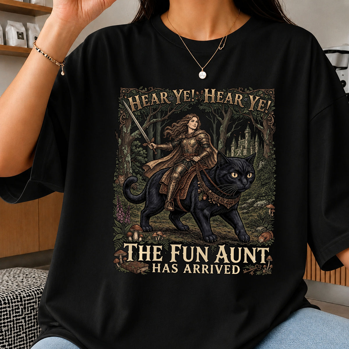 The Fun Aunt Has Arrived Warrior Woman Cat, Sword Castle Woods PNG