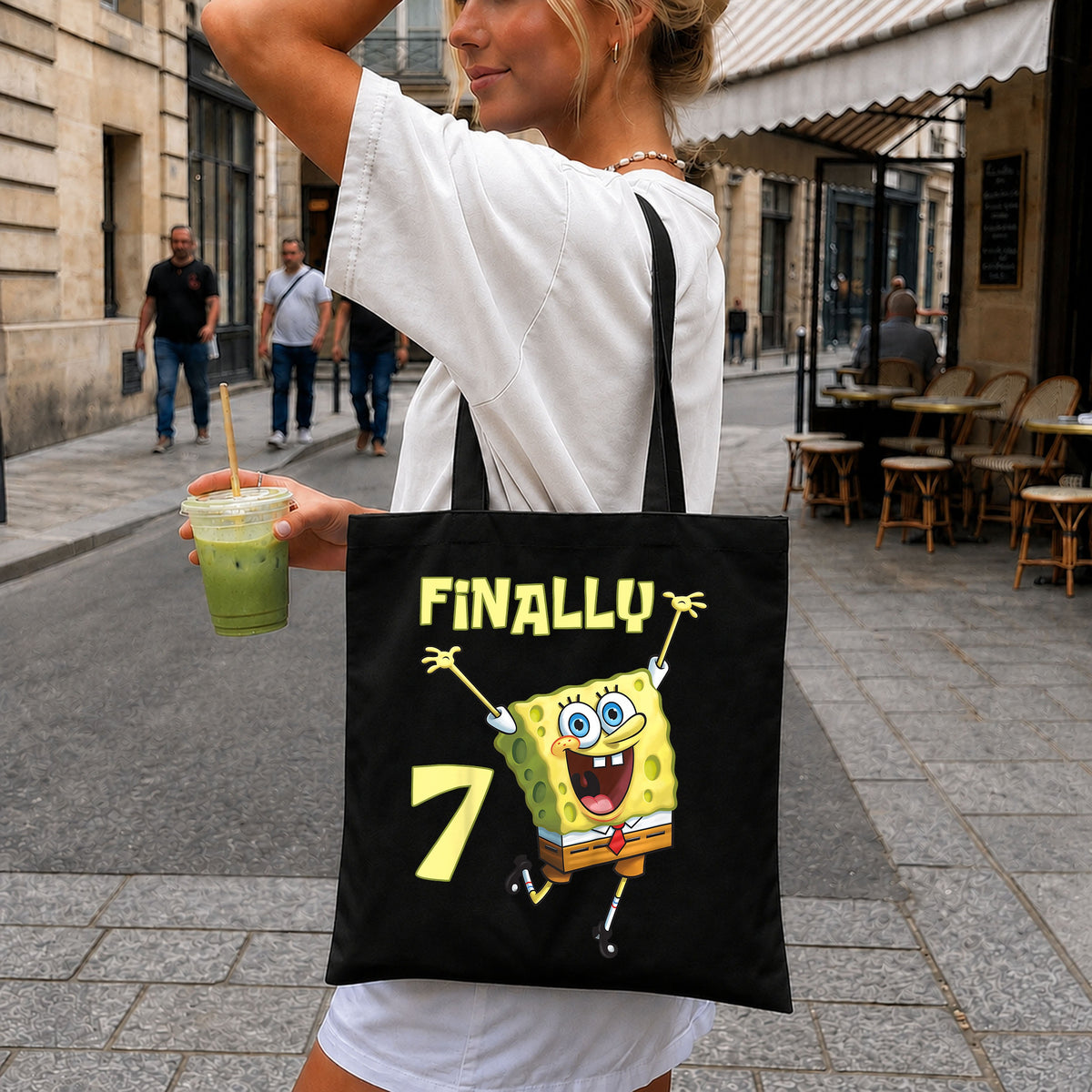 SpongeBob Finally 7 Birthday Jumping Celebration PNG