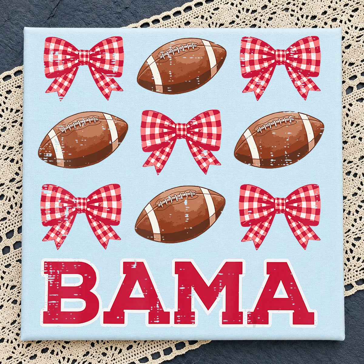 Bama Football Gingham Bow Coquette Game Day PNG