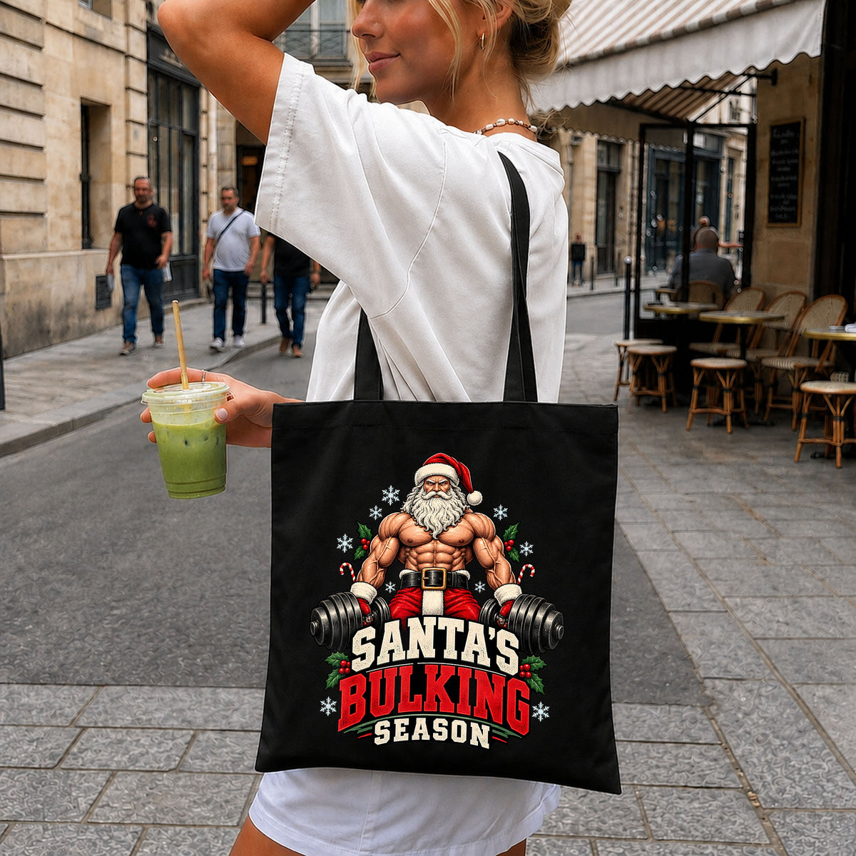 Santa's Bulking Season Gym Weightlifting Christmas PNG