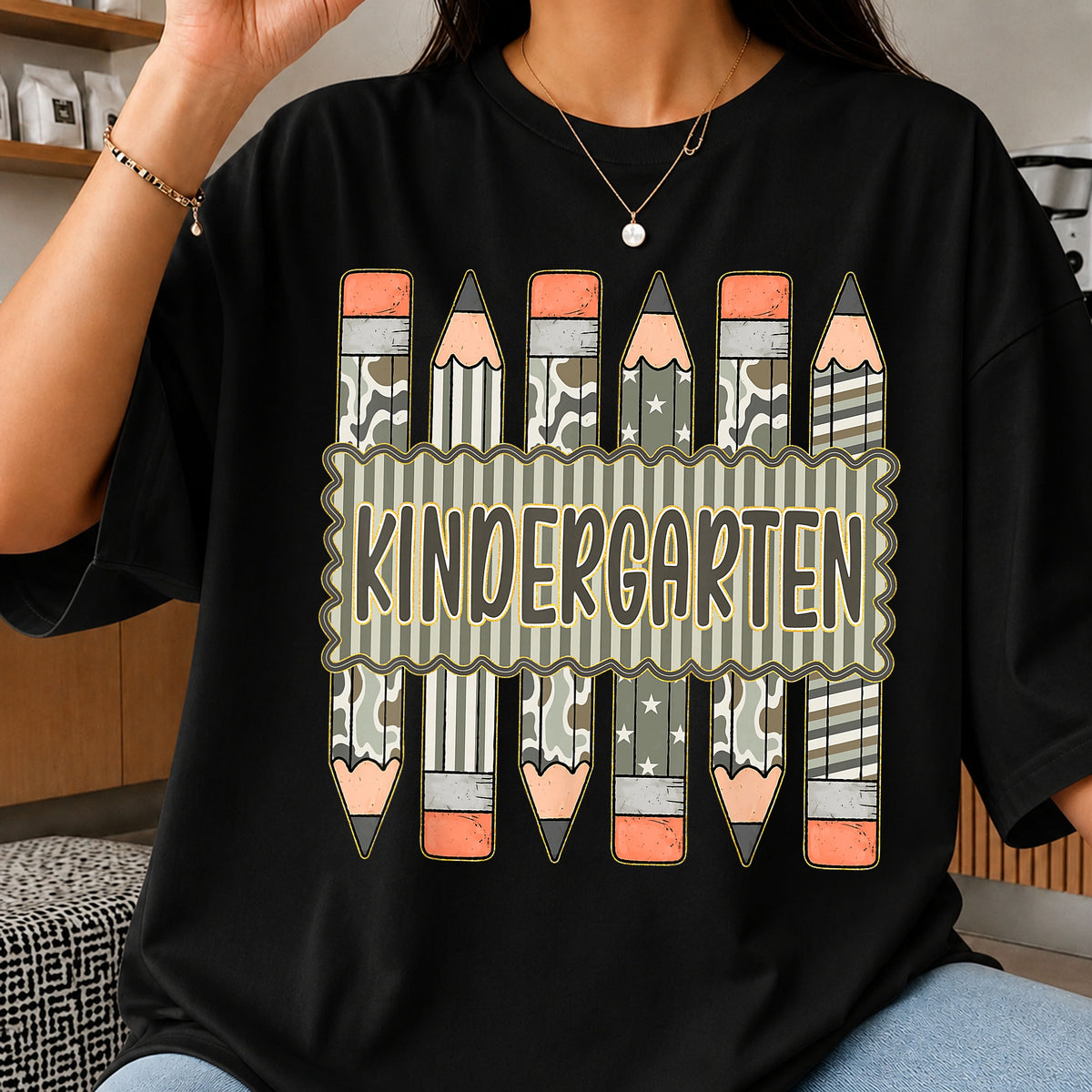 Kindergarten Camo Pencils PNG, Back To School PNG, Teacher PNG