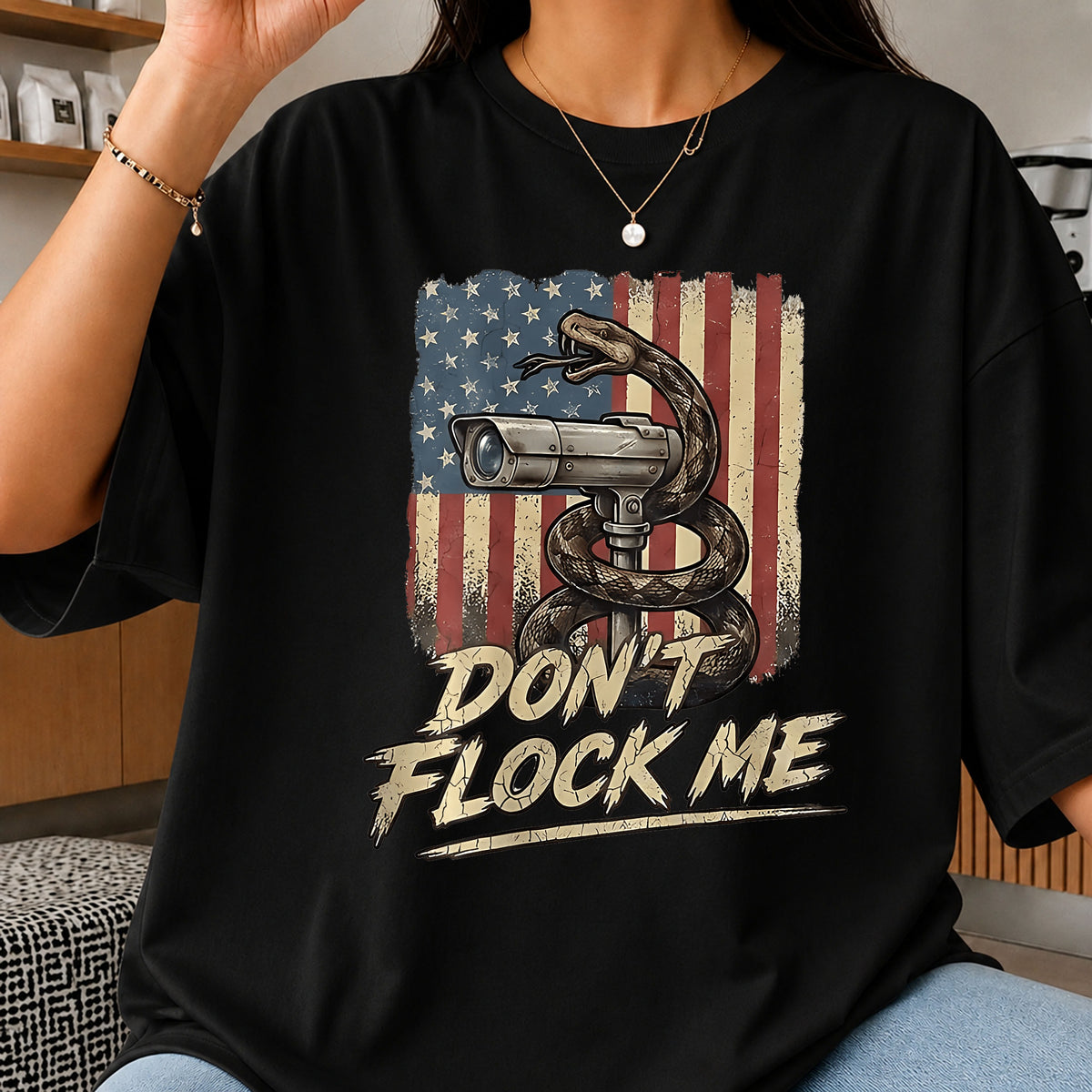Don't Flock Me PNG, Snake American Flag PNG, Patriotic PNG