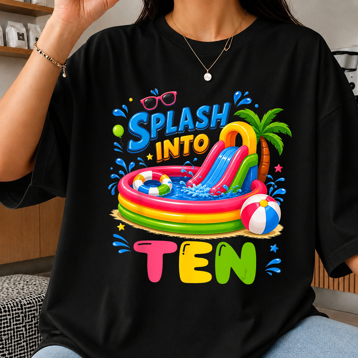 Splash Into Ten PNG, 10th Birthday Pool Party, Summer PNG